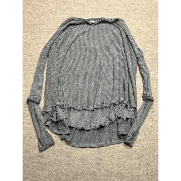 We The Free Distressed Waffle Knit V-Neck Oversized Shirt Size Medium - Picture 6 of 8